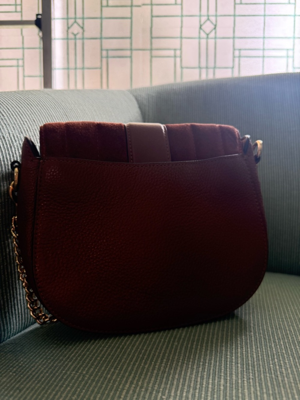 Coach Suede Leather Saddle Bag Brown Chain Strap Crossbody Vintage Style - Picture 3 of 3